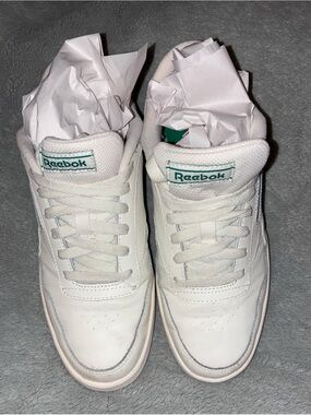 Reebok White Sneakers with Teal Logo Accent